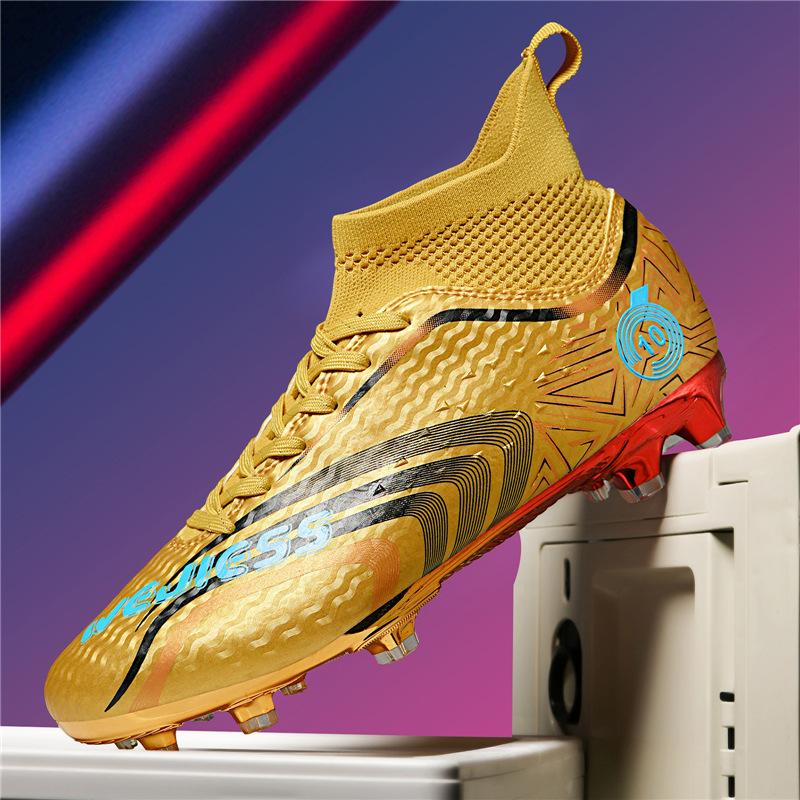 World Cup New Gold-plated Sole Football Shoes Male Students Adult Competition Female Spike Training Shoes Size 33-46.