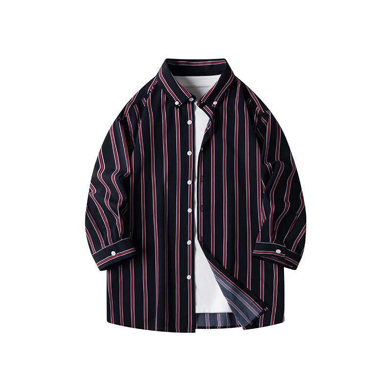 WRPCE Men s Striped Color Block 3/4 Sleeve Shirt 4XL