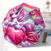 Rainbow Unicorn Durable Cartoon Folding Umbrella, Portable 3 Fold Compact Umbrella for Men and Women, Suitable for Travel or Daily Use.C062