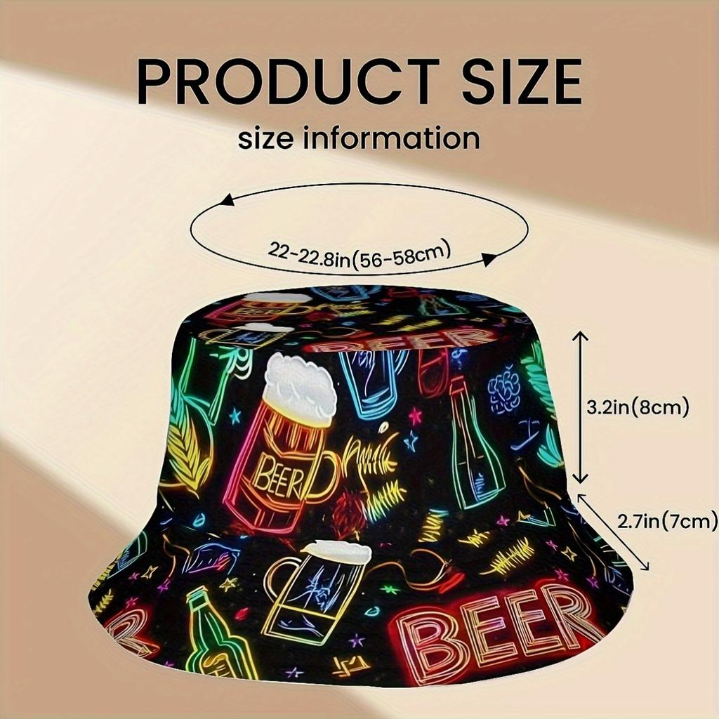 One Piece of Neon Wine Glasses And a Unisex All-Over Print Casual Fisherman Hat Perfect for Outdoor Vacations Birthday Presents