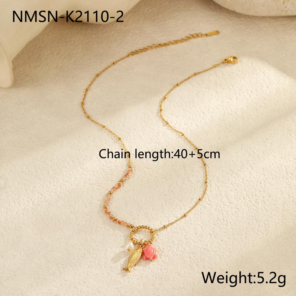 GEMCHIC Women's Ocean Sea Starfish Shell Layered Necklace Gold Plated Stainless Steel Beach Summer Jewelry