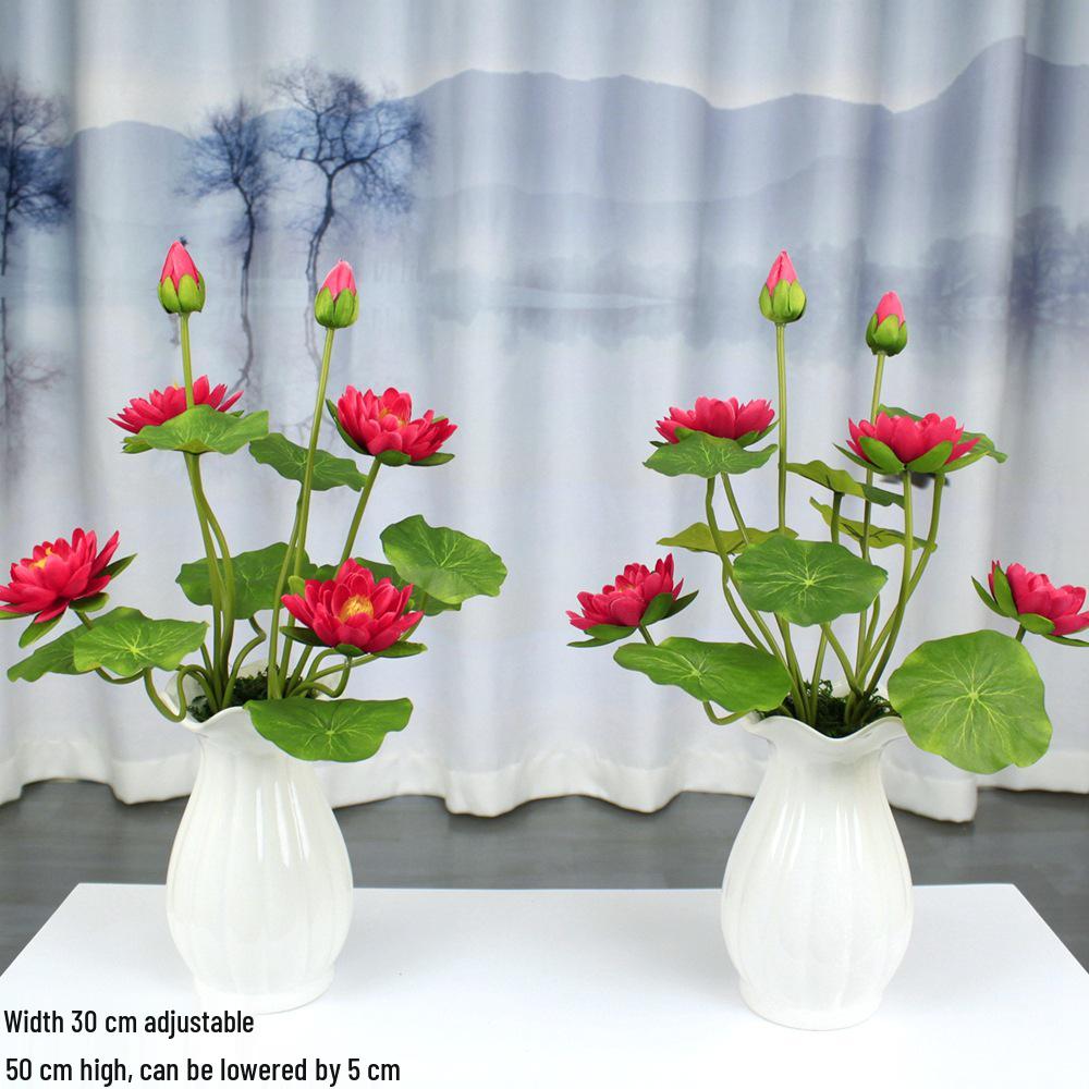 Artificial Lotus Flowers for Buddha Altar, Decorative Silk Bonsai, and Small Guanyin Ornaments