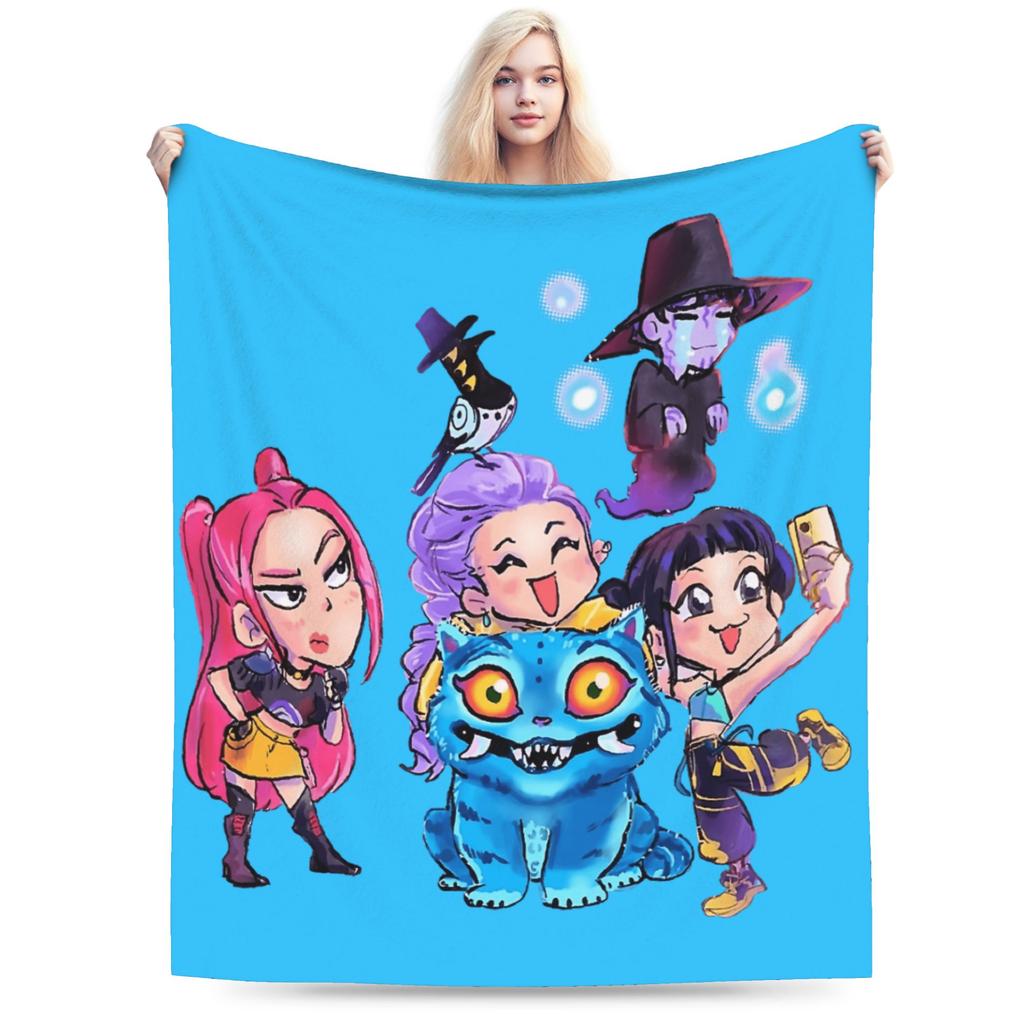 Jinu Huntrix Saja Boys K-Pop Demon Hunters Blanket Autumn Soft Throw Blanket for Girl Living Room Print Bedspread Sofa Bed Cover