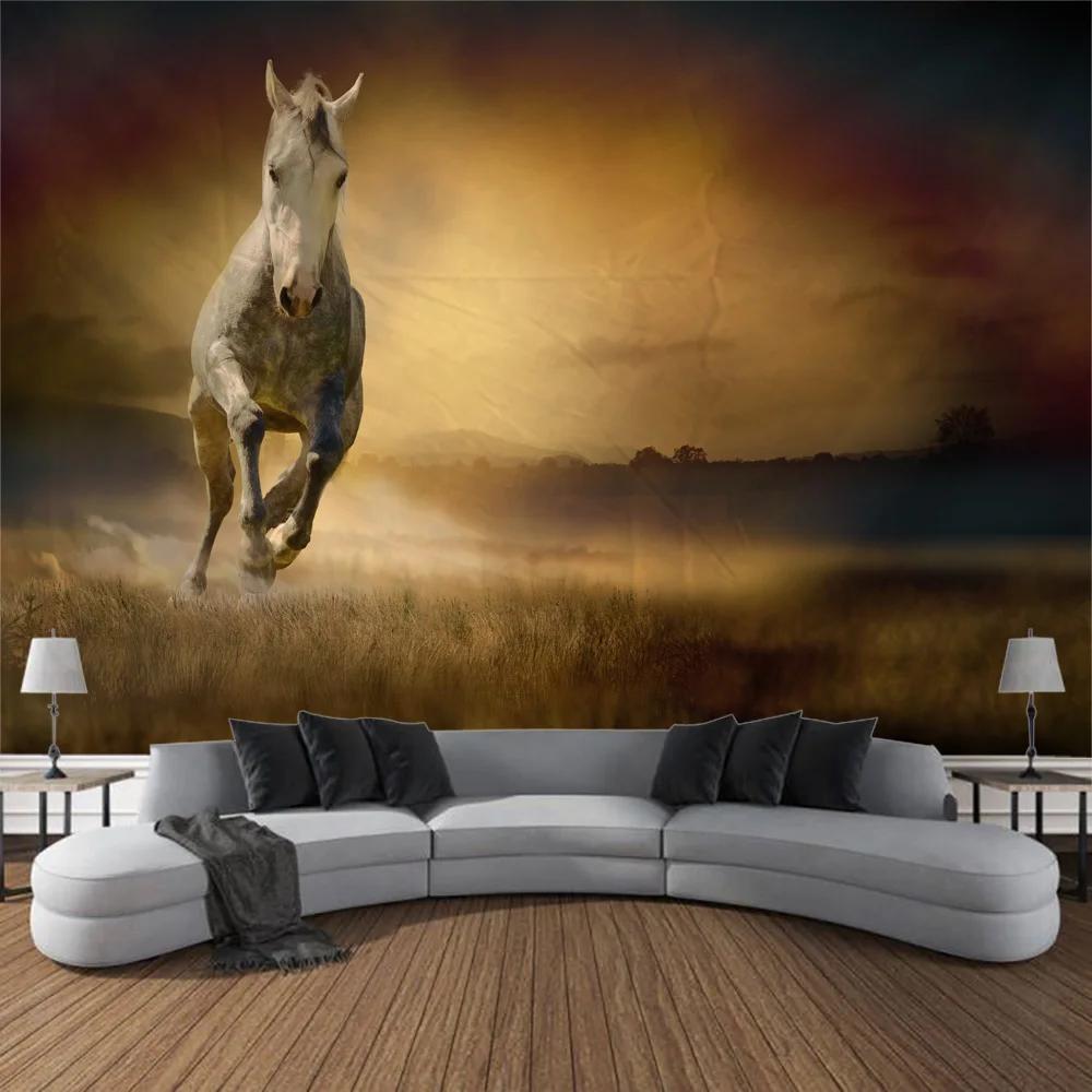 Running Horse Printing Tapestry Animal Wall Hanging Living Room Bedroom Wall Decoration Bohemian Hippie Aesthetic Decoration