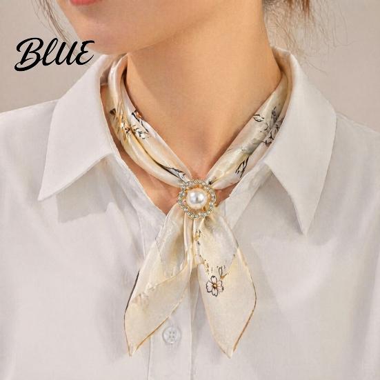 Elegant Scarf Accessory Retro Flower Ring Faux Pearl Rhinestone Clip Durable Clasp Decorative Silk Holder for Women Neckerchiefs Shawls Shirts