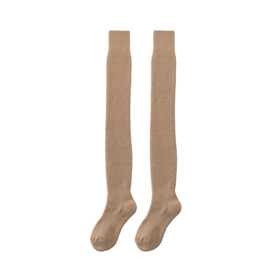 1 Pair Women Winter Warm Long Socks Solid Color Thickened Soft Thermal Stockings Fluffy Female Over Knee Socks