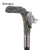 Silver Harts Varghuvud Trärot Gåkäpp Mode Dekorativ Stålstav Gentleman Elegant Cosplay Käpp Knopp Biskopsstav 93cm