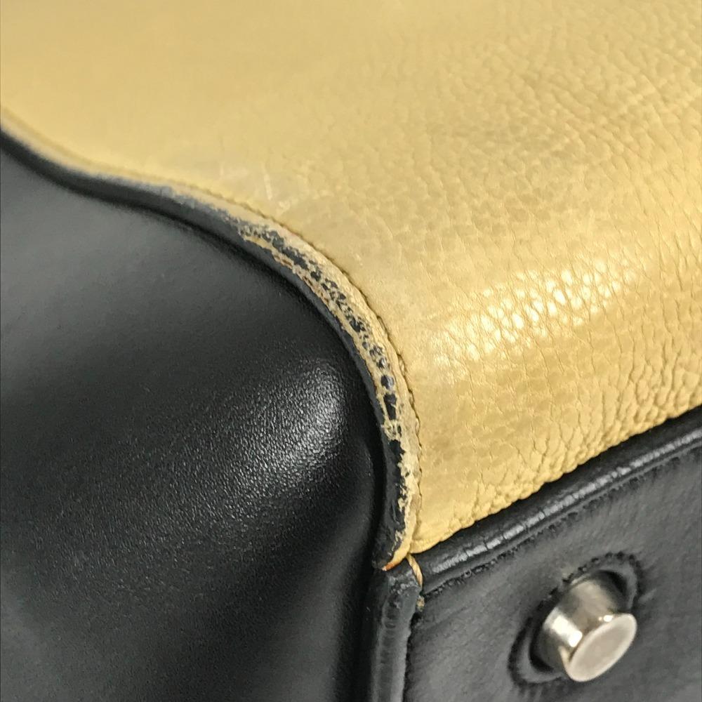 Celine Zweifarbige Kante Handtasche Fransen Quaste Umhängetasche Leder Beige/Marine