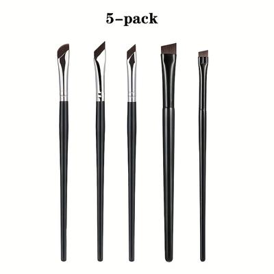 5 Delicate Sickle Shaped Eyeliner Brushes, Bevel Eyeliner Brushes and Eyebrow Brushes