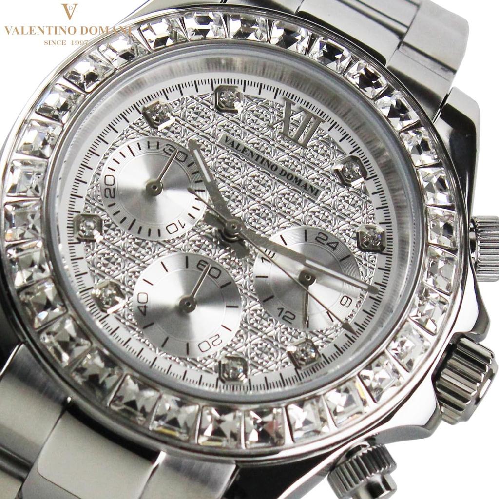 VALENTINO DOMANI Men's Watch, Zirconia, Silver Face, Zirconia Bezel, VD006SS