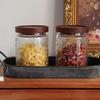 Wooden Covered Relief Glass Container Storage Bottle, Food Storage Container, Coffee Beans, Nuts, Sealed Storage Jar, Candle Jar