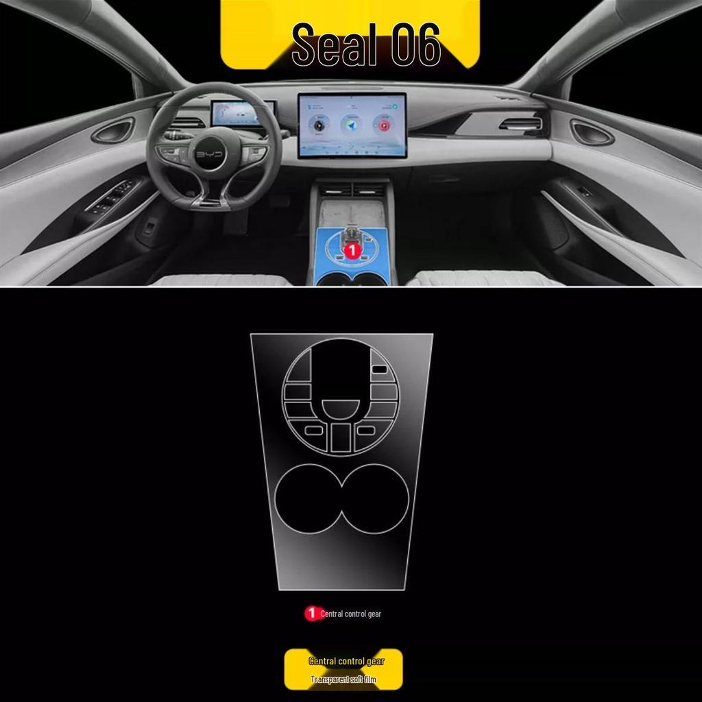 BYD Seal 06 Innenfolie für 25 Modelle: Instrumenten-Navigationsbildschirm-Schutzfolie, Schalthebel & Klimaanlagen-Aufkleber, HD-TPU