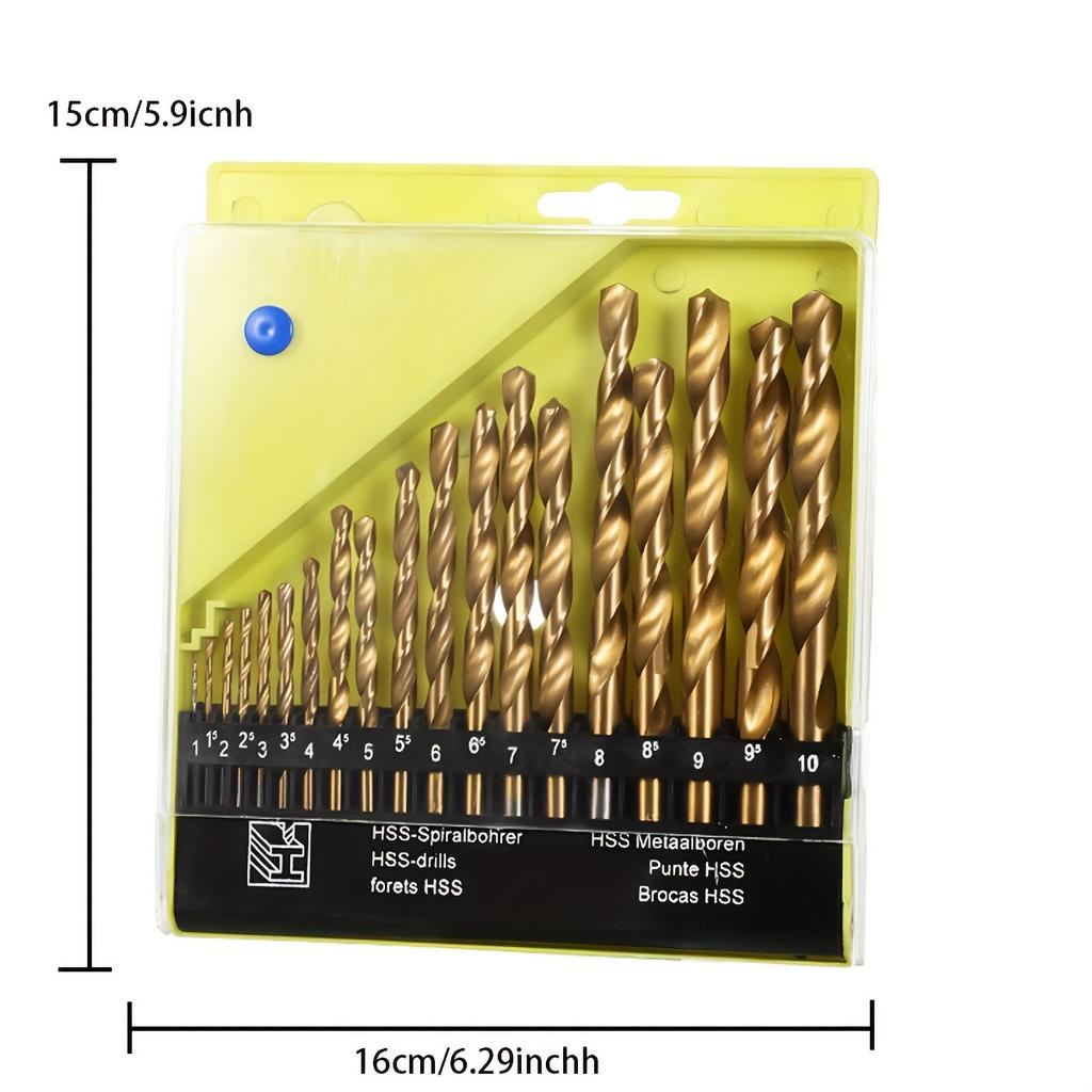 19pcs M35 Cobalt Round Straight Handle Metric Drill Bit Set 1mm-10mm Drill Bits Suitable for Stainless Steel Hard Metal