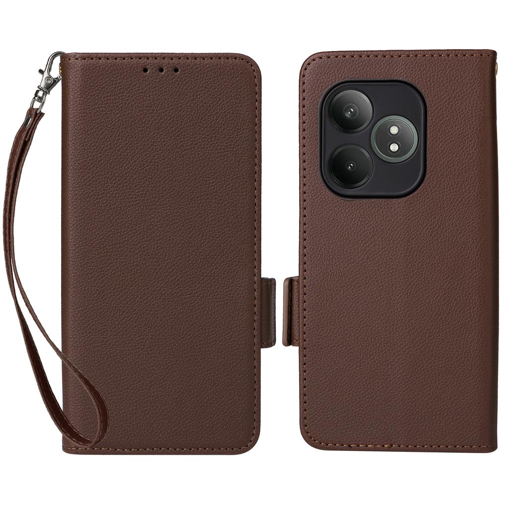 For Realme GT Neo6 SE 5G/Neo6 5G/GT 6 5G/GT 6T 5G Case with Wrist Strap Litchi Texture PU Leather Wallet Phone Cover