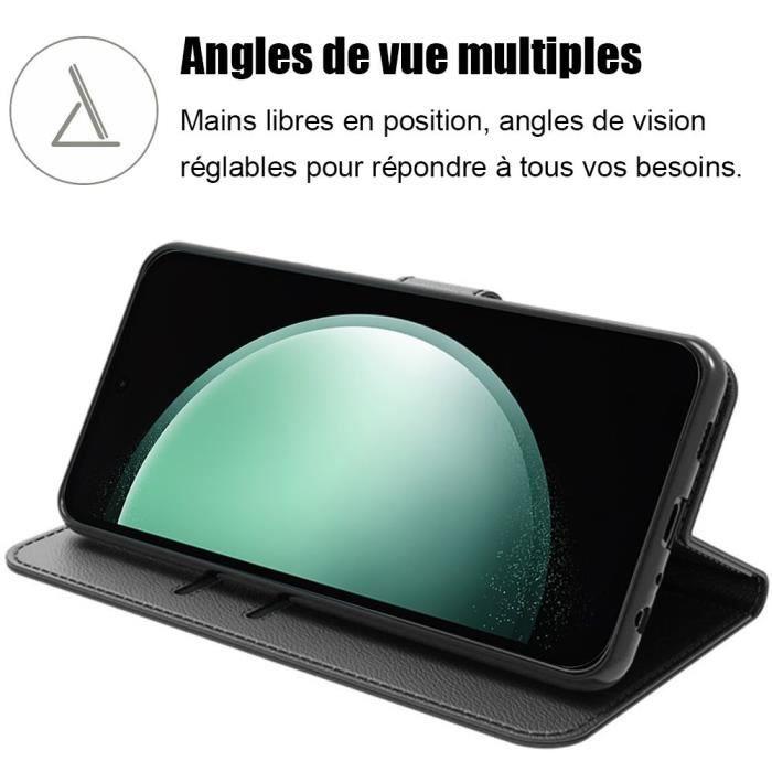 Coque pour Samsung Galaxy S23 FE, Anti-Choc en Cuir PU avec Fentes pour cartes, Noir (pas pour S23)