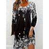 Women Clothing Floral Elegant Mini Dresses Long Sleeve 3D Flower Printed