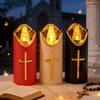 Christian Cross LED Flameless Candles Realistic Flame Fake Candle Electronic Candles  Catholic