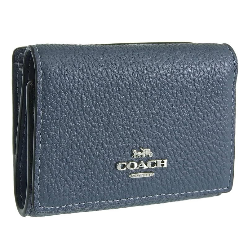 

[coach] wallet ladies trifold folding wallet mini wallet compact outlet brand Refined pebble leather micro wallet CM238 (DENIM/Blue) [product]