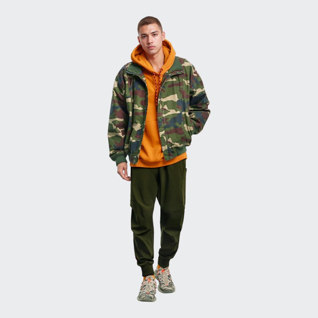 Adidas X Ivy Park Collaboration SS23 Camouflage Canvas High Neck Work Jacket Unisex Jackets Military-Green HS0718