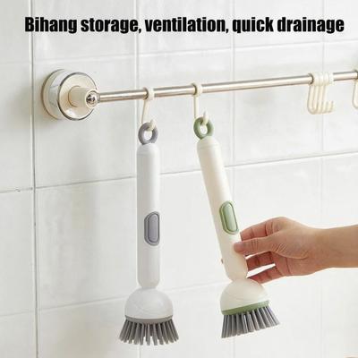 Yousheng Cleaning Brush with Built-in Detergent Dispenser Adjustable Angle Rotating Scrub Function Wall Mount Kitchen Cleaning Scrubber