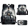 CR7 Set de Sac à Dos pour Enfants École Tissu Oxford Sac à Double Compartiment Avec Poche Avant Trousse Bandoulière Ergonomique Dos