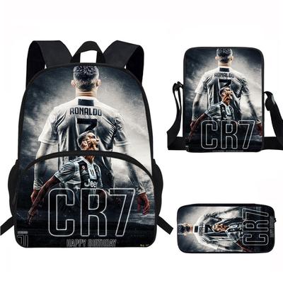 CR7 Kinderrucksack-Set Schule Oxford-Stoff Zweifach-Fach-Tasche Mit Fronttasche Federmäppchen Umhänge-Ergonomischer Rücken