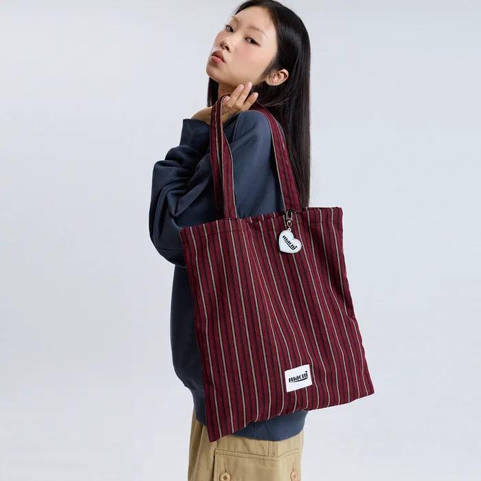 HEART STRIPE ECO BAG RED