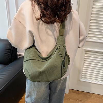 Casual Solid Color Flannel Bag 2025 Spring New Trend Simple Shoulder Bag Large Capacity Travel Messenger Bag