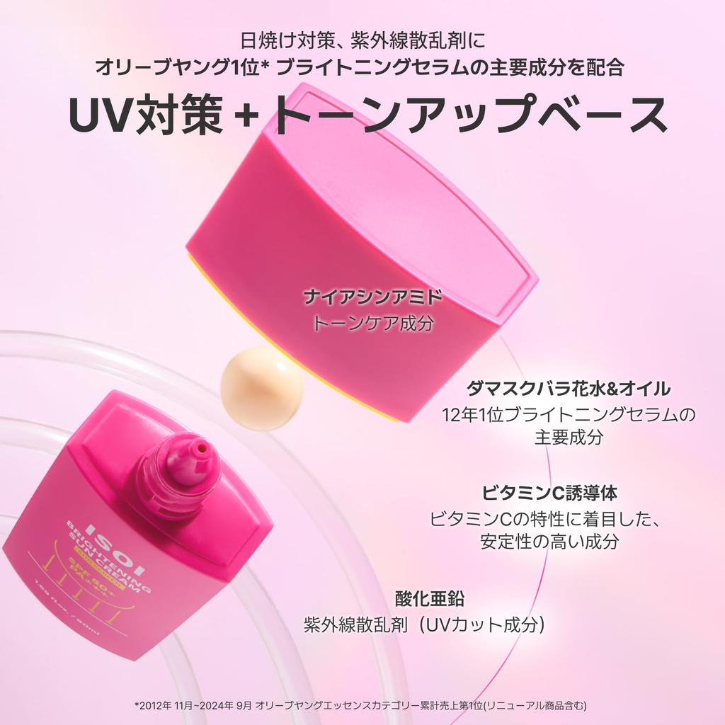 ISOI Rose Dullness Cover Sunscreen Sunscreen Base Makeup Base Tone Up UV Protection UV Cream Korean Cosmetics SPF50+ PA+++