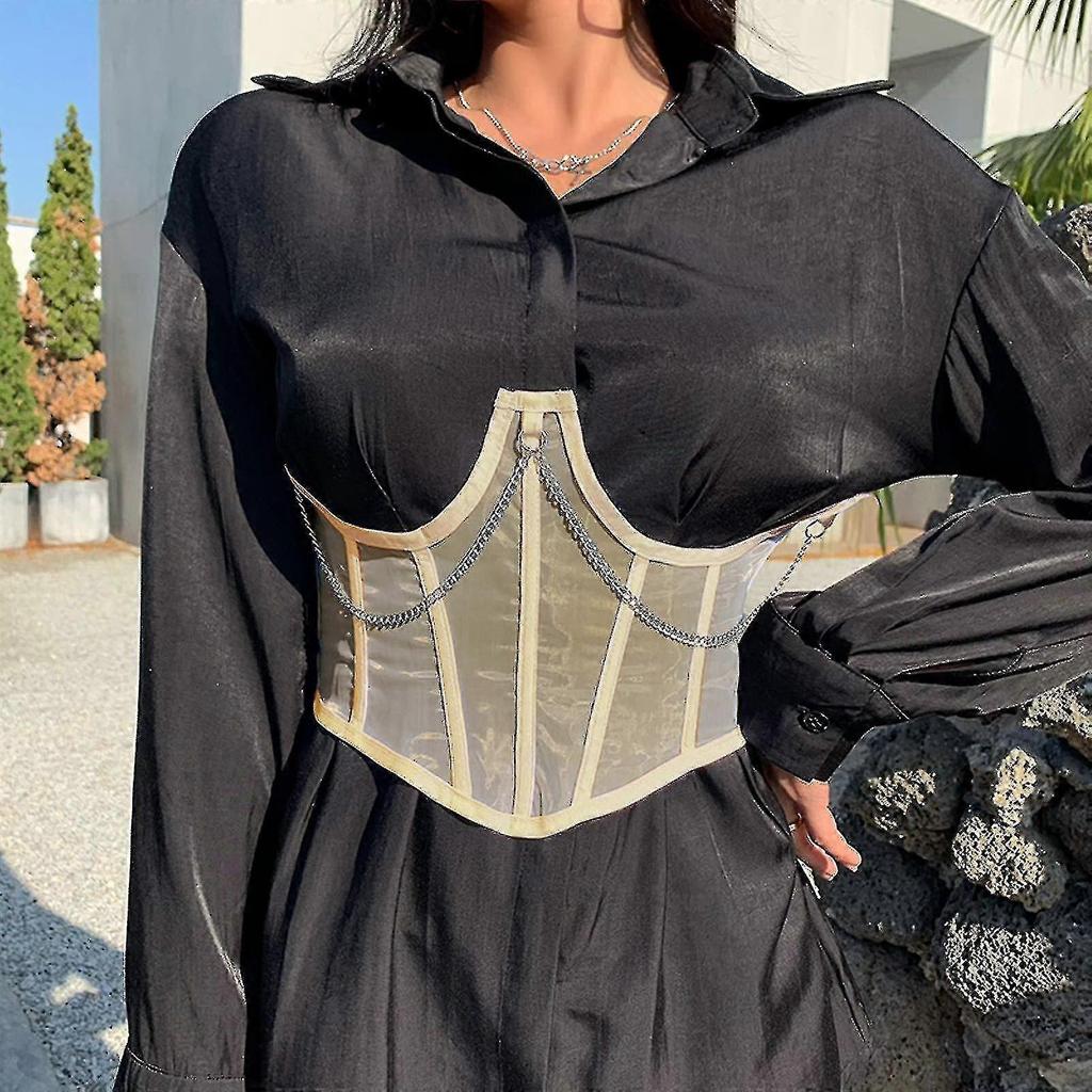 Transparent Chest Corset With Transparent Mesh Support For Women - DD