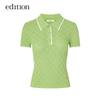 Edition Women's Sporty Plaid Polo Knit Short Sleeve Top