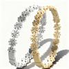 Elegant Women's Titanium Steel Daisy Bracelet with Rhinestone Accents