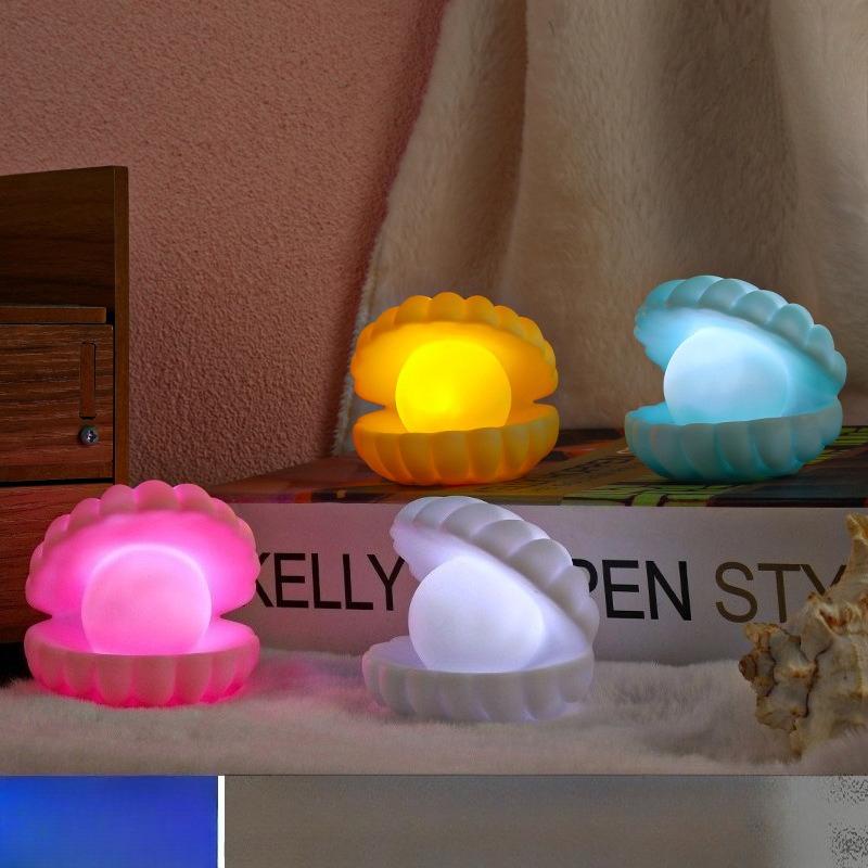 1 Stück Perlmutt Muschel Nachtlicht Schlafzimmer Wohnheim Weiches Licht Augenschutz Umgebungslicht Heiß Kreative Kleine Ornamente für Geschenke an Freunde