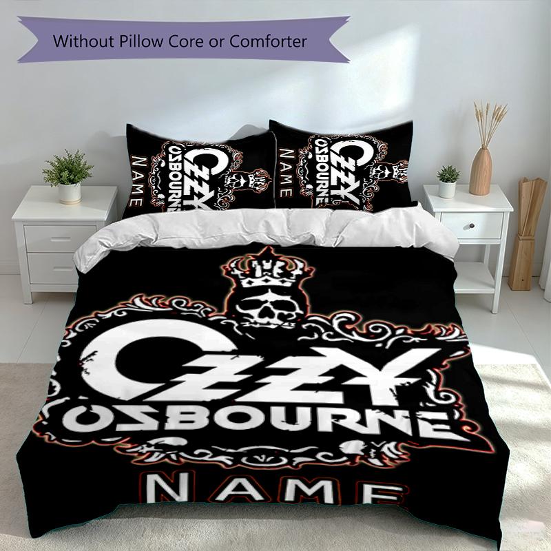 3pcs Custom Name Rock Ozzy Osbourne Bedding Set,Includes 1 Duvet Cover and 2 Pillowcases,All-season Bedroom Decor
