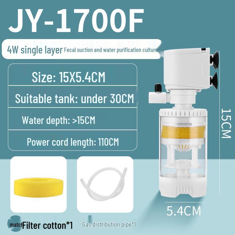 3-in-1 Aquarium Filter & Feces Separator with Built-in Circulating Water Pump
