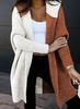 Color Block Hooded Knit Cardigan - Women's Mid-Length Outerwear for Autumn/Winter 2025