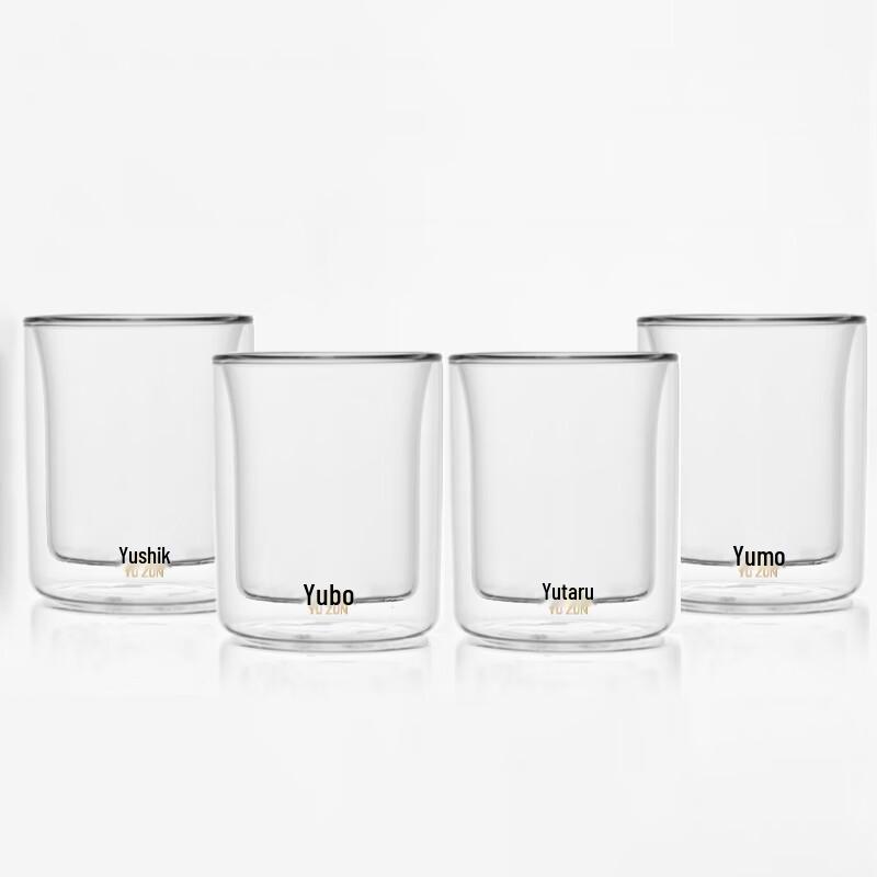 YUZUN 8-Piece Double-Wall Glass Tea Cup Set