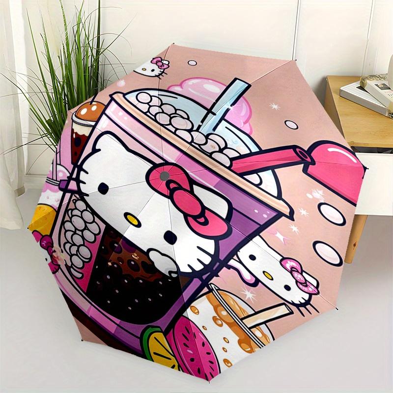 

Hello Kitty,Bubble Tea Automatic Umbrella-Foldable, Durable 8-Bone Design, Compact and Stylish, Great for Camping, Halloween, Christmas, Mot
