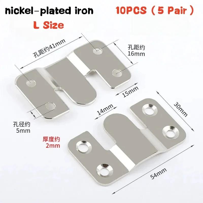 10PCS Stainless Steel Picture Frame Hook Flush Mount Brackets Wall Hanger Sofa Interlock Bracket Joint Bed Corner Hanging Hooks