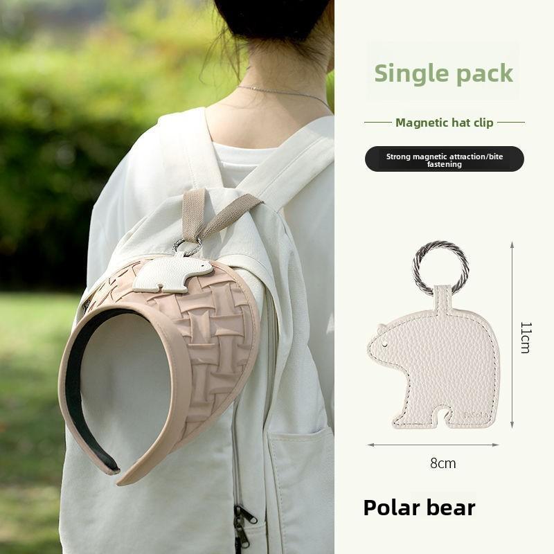 Portable Magnetic Cap Clip, Strong Adsorption PU Leather Bag Hanging Buckle, Travel Out Storage Hat Artifact