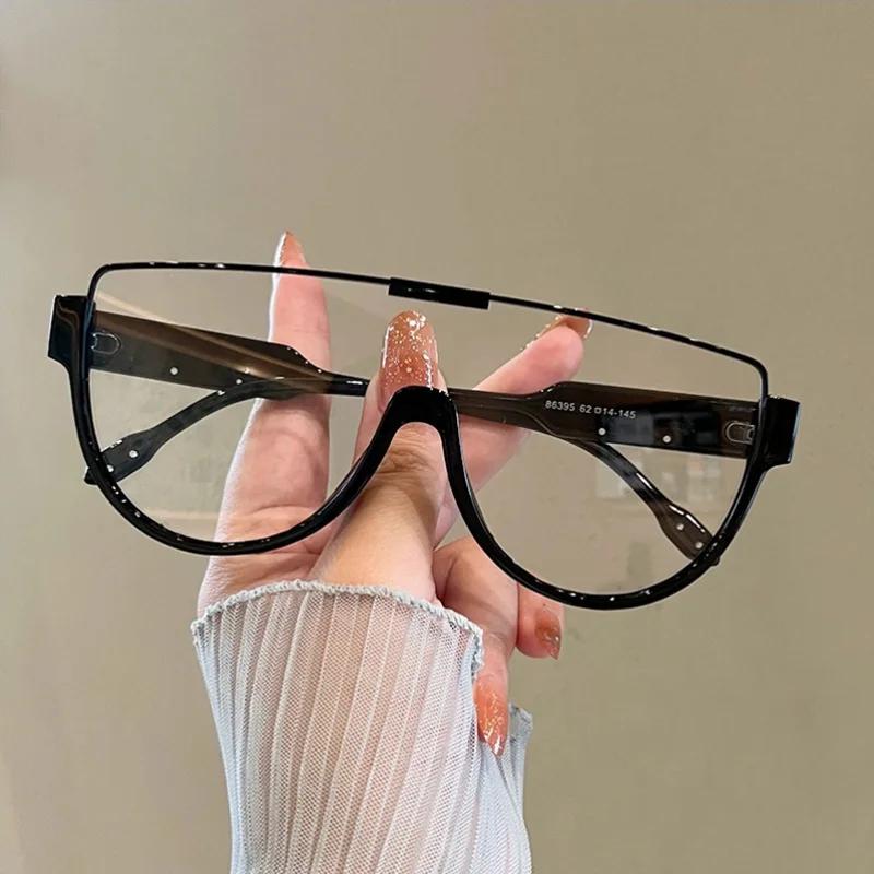 Outdoor Semi-round Sunglasses Vintage Designer Half Frame Oversized Sun Glasses Monoblock Goggle Shades for Women & Men