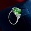 GICA GEMA 100% 925 Sterling Silver 10*12mm Heart Green Zircons Gemstone Rings For Women Sparkling Party Fine Jewelry