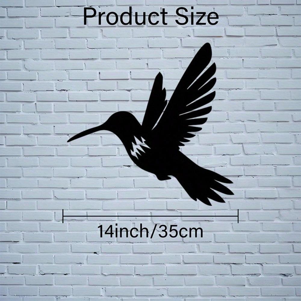 1pc 2D Flat Black Hummingbird Metal Wall Art, Indoor/Outdoor Nature Decor