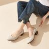 [Same as in the mall] 26 year spring/summer new embossed top layer cowhide versatile shallow mouth fashionable women's single shoes