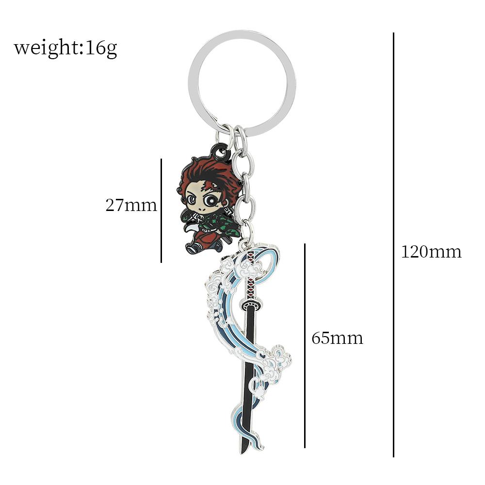 Anime Keychain Kimetsu No Yaiba Figure Kamado Tanjirou Weapon Pendant Keyring Car Key Holder Jewelry Accessories
