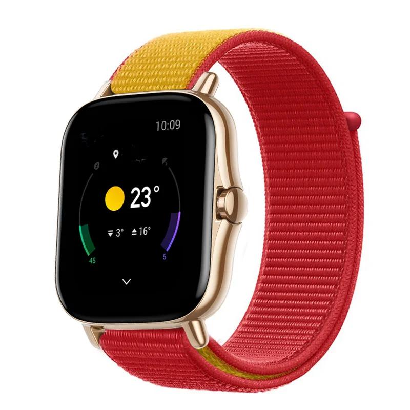 20mm/22mm Nylon Loop watch band For Amazfit GTS/4/2e/3/GTS2 Mini/GTR 4/3 pro/47mm/GTR2/2e/stratos Bracelet Amazfit bip-u strap