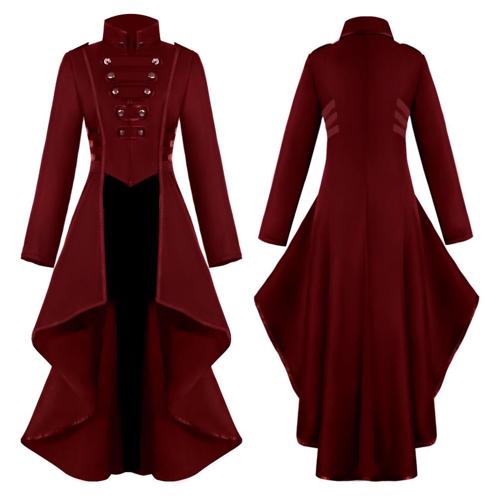 Women’s 2026 Medieval Halloween Irregular Hem Long Tailcoat Dress
