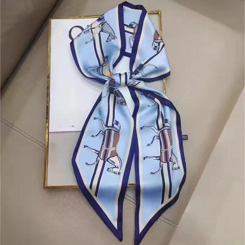 Luxus Design Pferde Muster Seiden Schal Stirnband Halstuch Foulard Weibliche Haarschals Nackenbinde Dünne Schals Weiches Satin Dame
