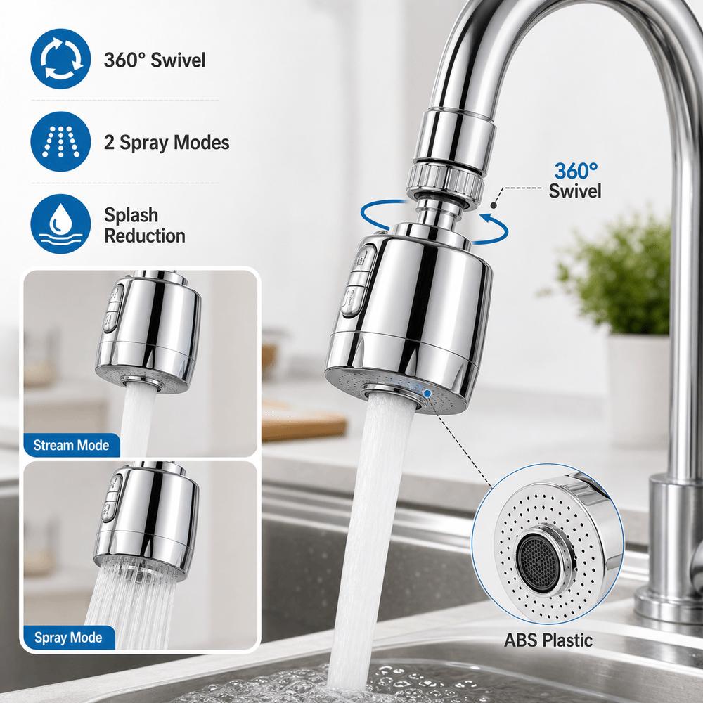 Schwenkbarer Wasserhahn-Belüfter Wassersparender Wasserhahn-Auslauf Neuer Wasserhahn-Belüfter Wasserhahn-Zubehör