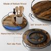 2 Piece Metal Guard Rail Wooden Rotating Tray Round Bathroom Storage Tray  Cabinets